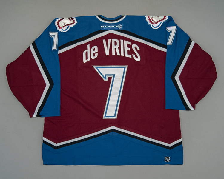 Colorado Avalanche game worn Greg DeVries jersey Colorado Avalanche game worn Greg DeVries jersey