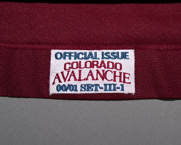Colorado Avalanche 2000-2001 game worn tagging Colorado Avalanche 2000-2001 game worn tagging