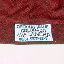 Colorado Avalanche 2000-2001 game worn tagging Colorado Avalanche 2000-2001 game worn tagging