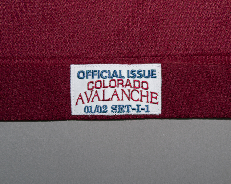 Colorado Avalanche 2001-2002 game worn tagging Colorado Avalanche 2001-2002 game worn tagging