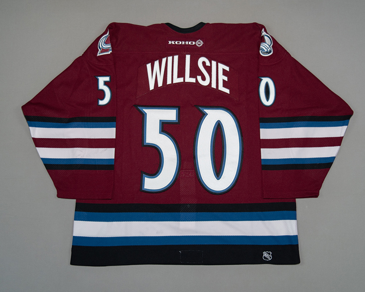 Colorado Avalanche game worn Brian Willsie jersey Colorado Avalanche game worn Brian Willsie jersey