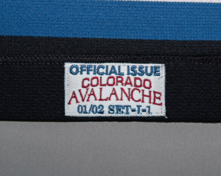 Colorado Avalanche 2001-2002 game worn tagging Colorado Avalanche 2001-2002 game worn tagging