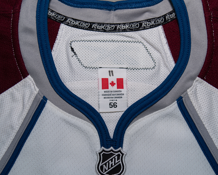 Colorado Avalanche 2010-2011 game worn tagging Colorado Avalanche 2010-2011 game worn tagging
