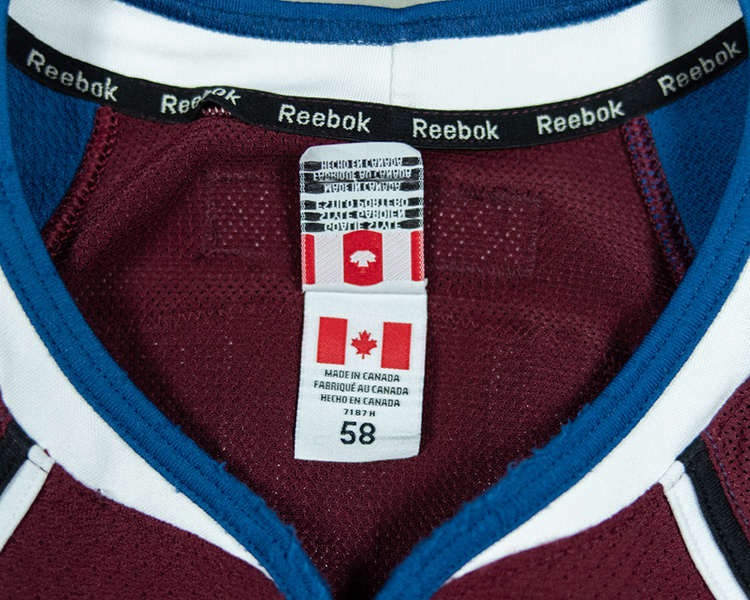Colorado Avalanche 2012-2013 game worn tagging Colorado Avalanche 2012-2013 game worn tagging