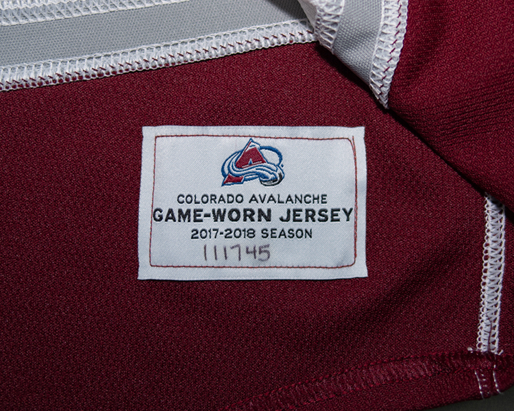 Colorado Avalanche 2017-2018 game worn tagging Colorado Avalanche 2017-2018 game worn tagging