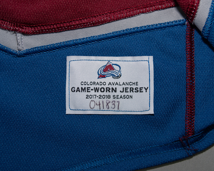 Colorado Avalanche 2017-2018 game worn tagging Colorado Avalanche 2017-2018 game worn tagging
