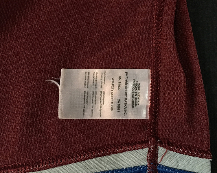 Colorado Avalanche 2017-2018 game worn tagging Colorado Avalanche 2017-2018 game worn tagging