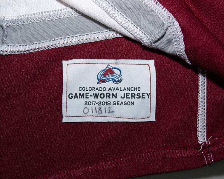 Colorado Avalanche 2017-2018 game worn tagging Colorado Avalanche 2017-2018 game worn tagging