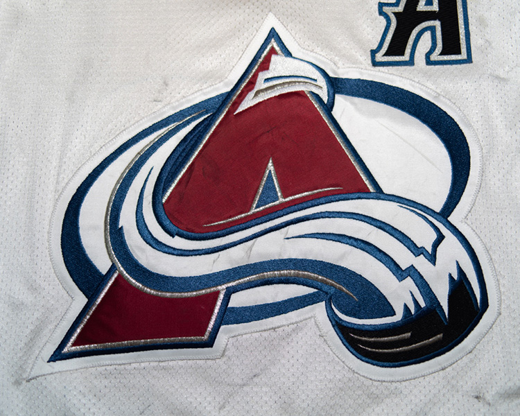 Adam Foote Colorado Avalanche game worn jersey tagging Adam Foote Colorado Avalanche game worn jersey tagging