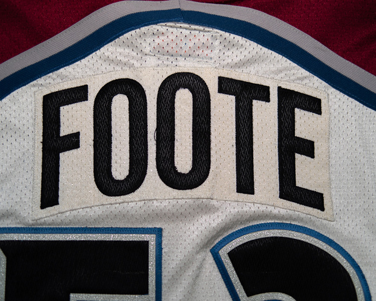 Adam Foote Colorado Avalanche game worn jersey tagging Adam Foote Colorado Avalanche game worn jersey tagging