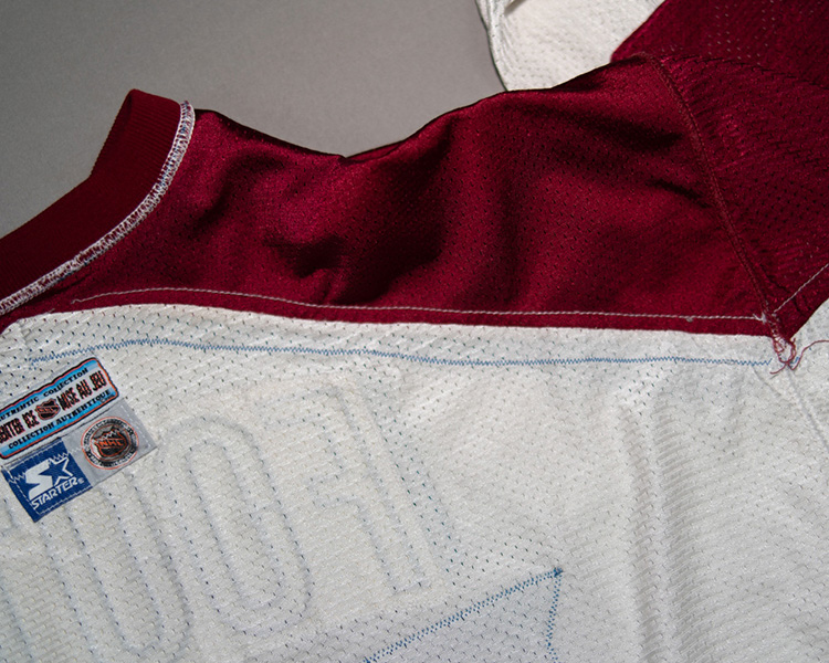 Adam Foote Colorado Avalanche game worn jersey tagging Adam Foote Colorado Avalanche game worn jersey tagging